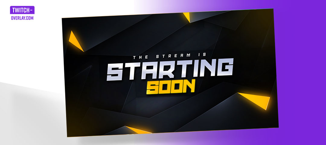 Amber starting screen with a black background and yellow highlights, including that a Twitch live stream is about to begin.