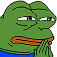 MonkaHmm Emote a variation of MonkaS with narrowed eyes and folded hands infront of the mouth.