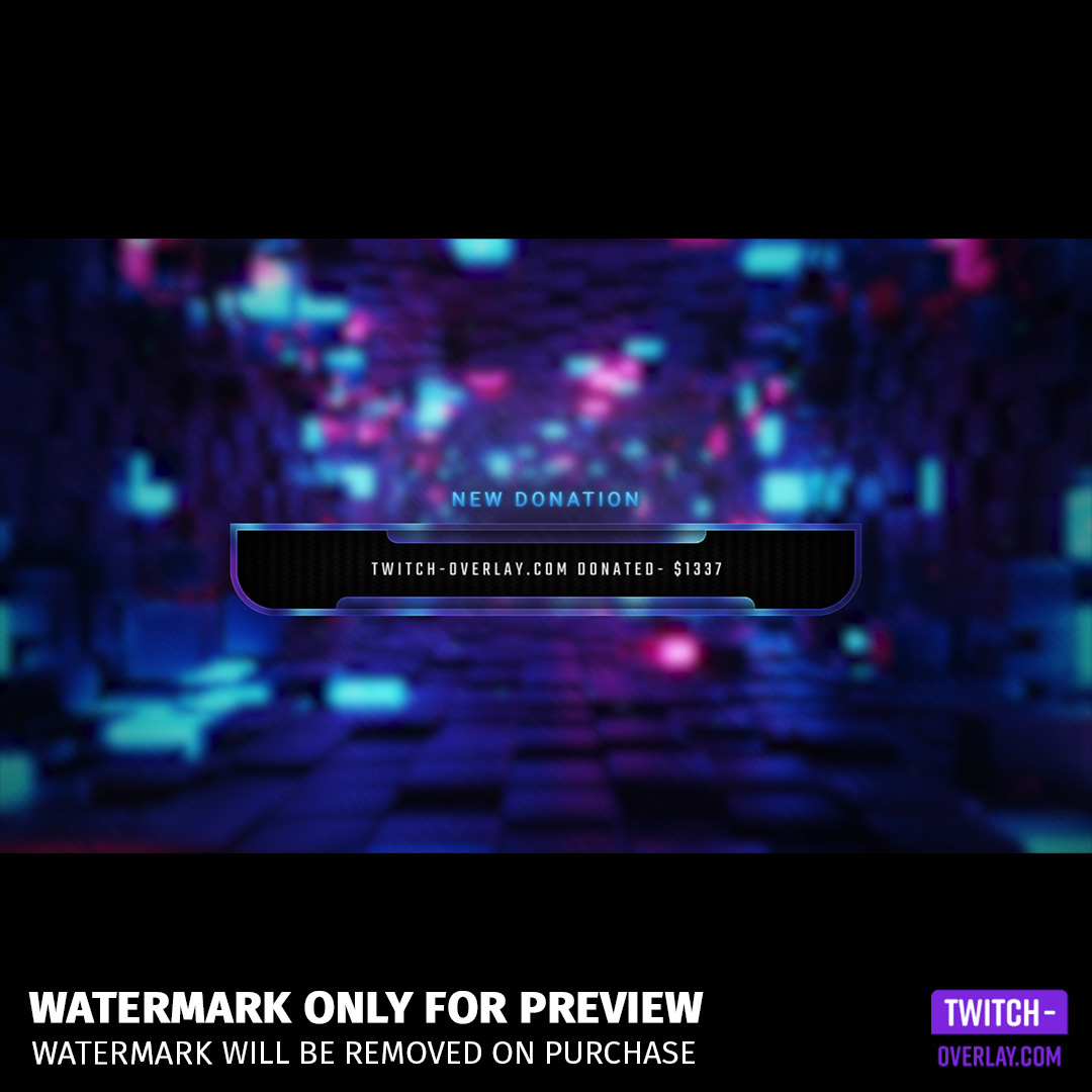 Cubecave Neon Stream Package, showing a stream alert.
