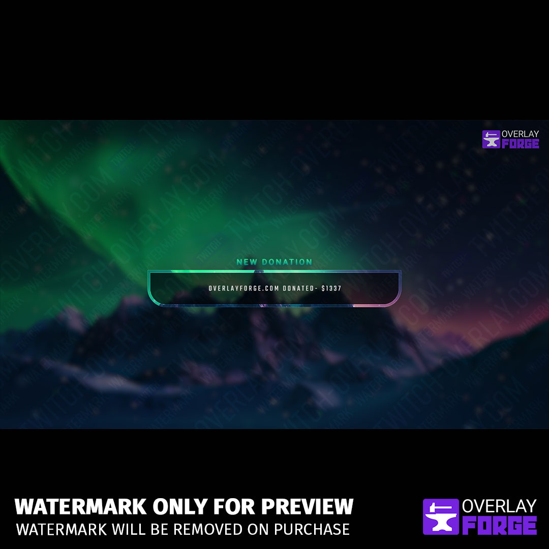 Northern Lights Stream Package, showing a stream alert.