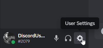 Where to find the user settings icon in Discord