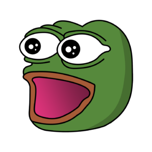 Poggers emote shows Pepe the Frog with wide open eyes and open mouth, a generally mesmerized expression.