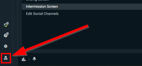 Where to connect to Twitch in the streamlabs obs interface.