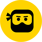 tidy labs logo showing a ninja head on a yellow background