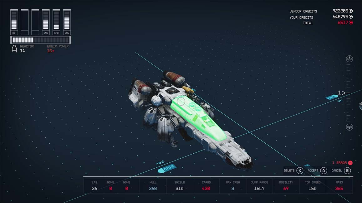 The Ship editor with many customization options for ship weapons and modules
