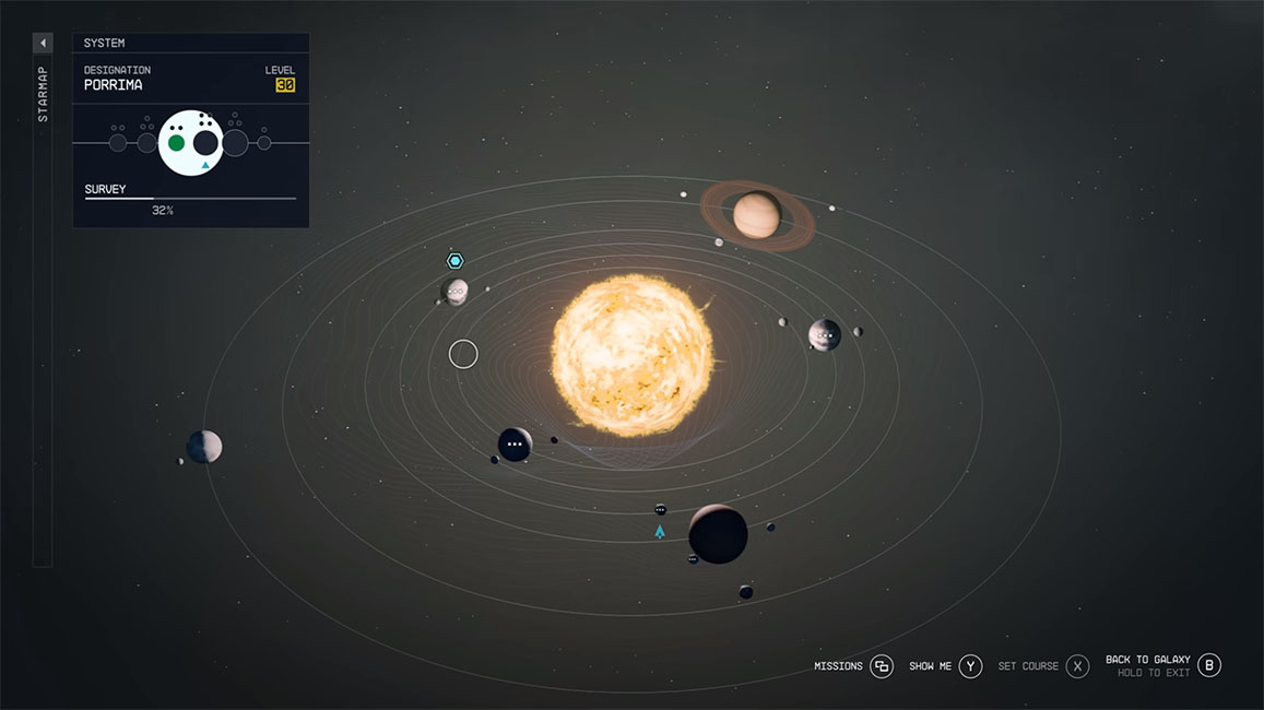 Starmap Navigation des Sonnensystems in Starfield