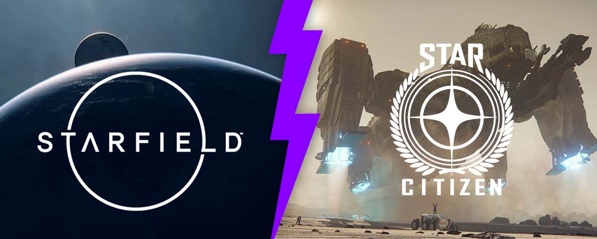 Logo of Starfield and Logo of Starcitizen matched against each other.