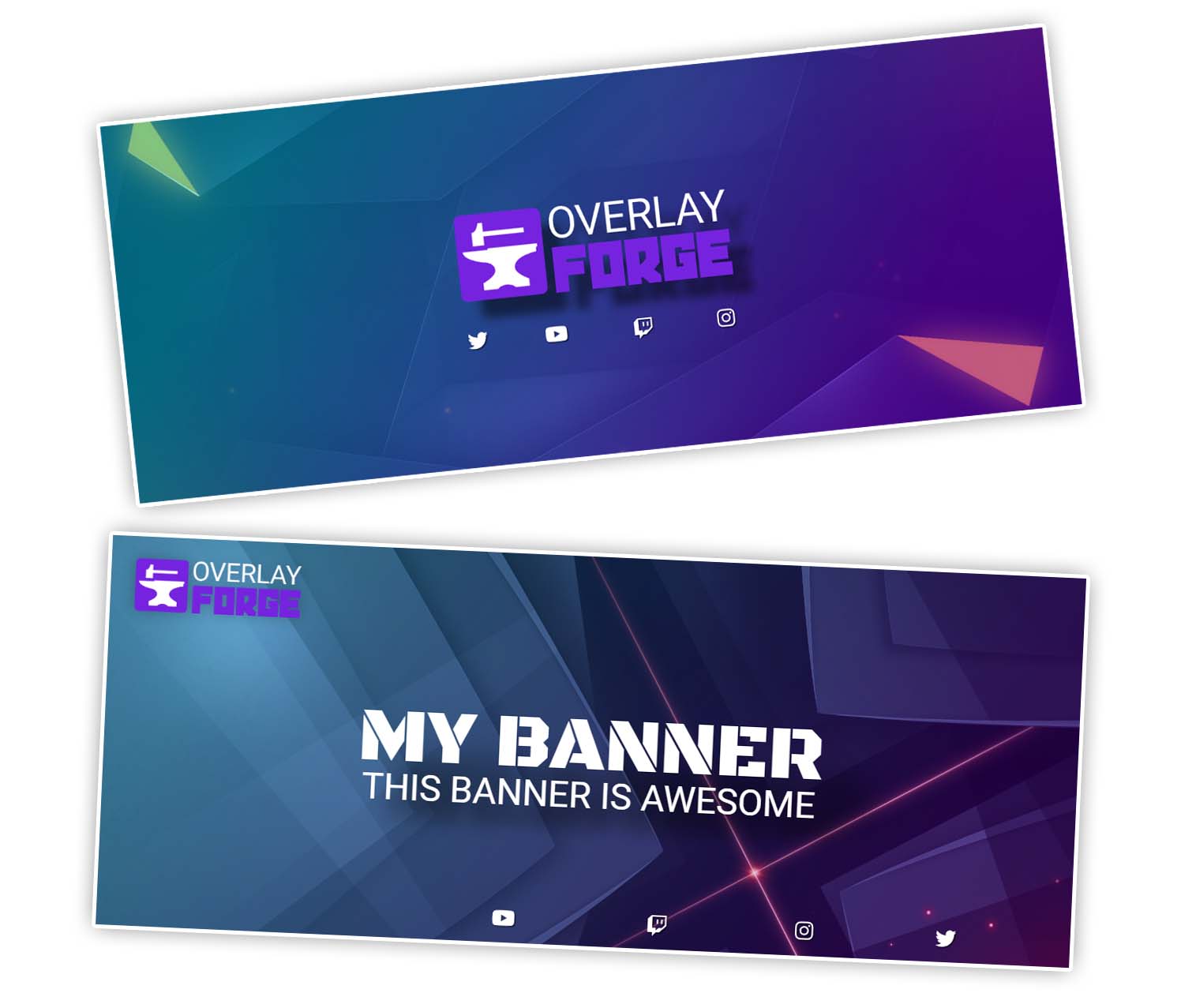 Beispiel Banner, die auf das Overlay Forge Branding abgestimmt sind