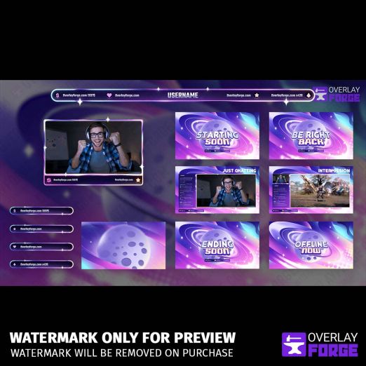 Stellar Dream Stream Package, showing all parts contained in the bundle.