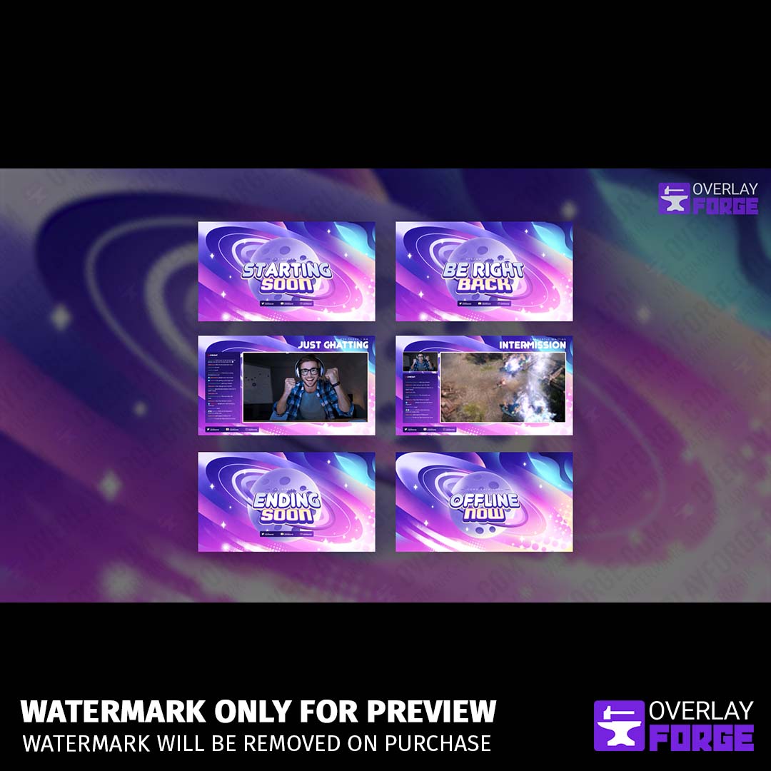 Stellar Dream Stream Package, showing all Stream Screens included.
