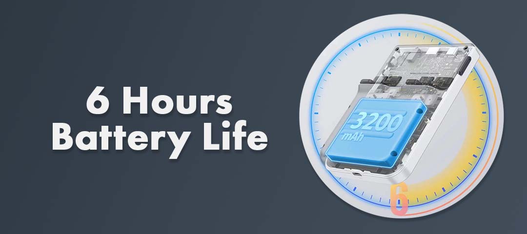 Die Lebensdauer der Batterie des RG353V beträgt 6 Stunden.