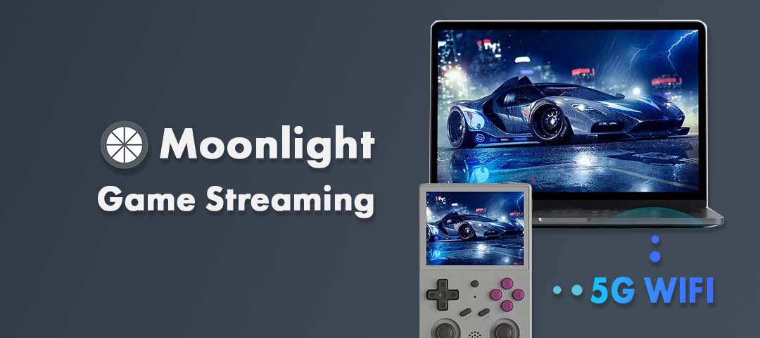 RG353V's Moonlight streaming feature streams PC games to the handheld device.