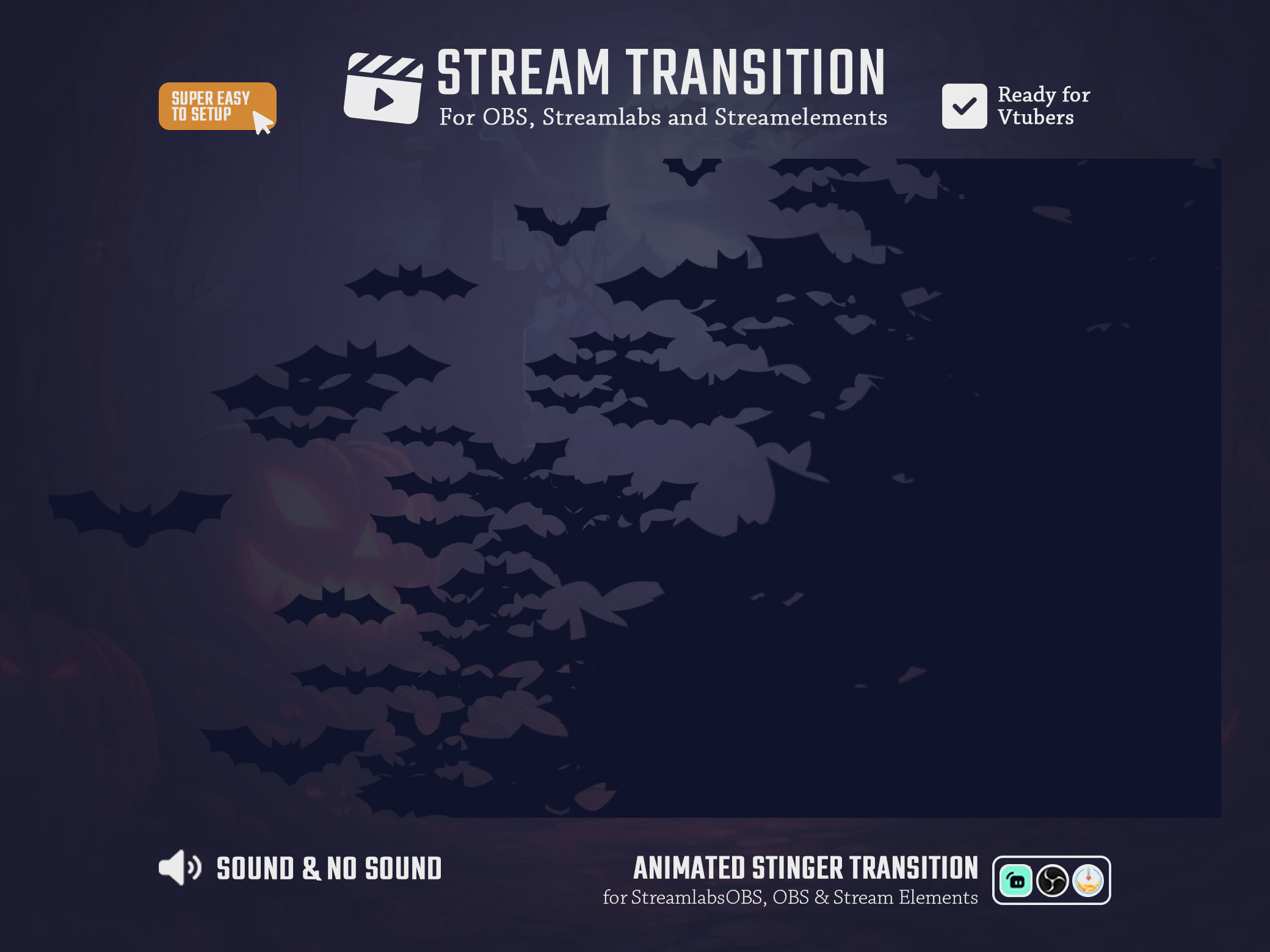 Bats Transition from the Halloween Bundle, Bats nearly fully darken the screen.