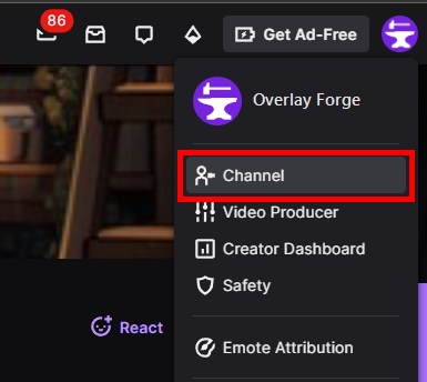 How to get to the channel dashboard on twitch.tv.