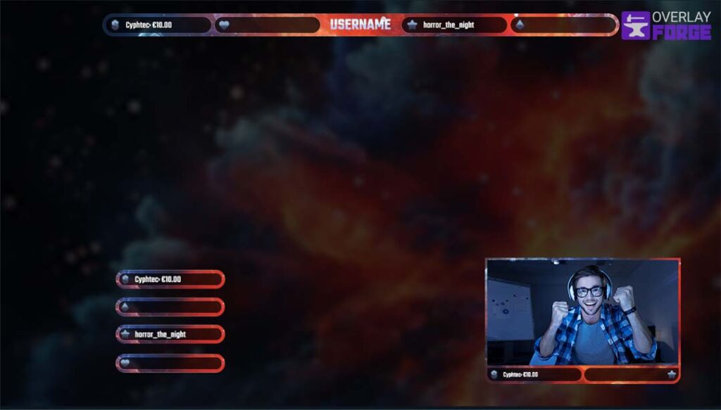 Example of stream with an animated Streamlabs Overlay.